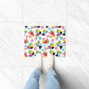 Colourful Parrots, Tropical Parrots, Birds, Flower Doormat