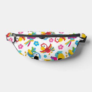 Colourful Parrots, Tropical Parrots, Birds, Flower Fanny Pack