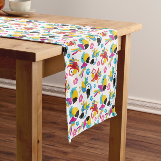 Colourful Parrots, Tropical Parrots, Birds, Flower Medium Table Runner (In Situ)