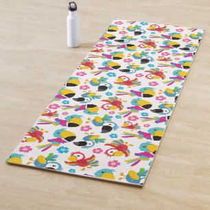 Colourful Parrots, Tropical Parrots, Birds, Flower Yoga Mat