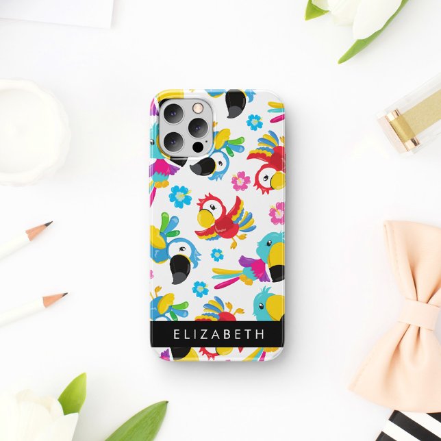 Colourful Parrots, Tropical Parrots, Your Name Case-Mate iPhone Case (Creator Uploaded)