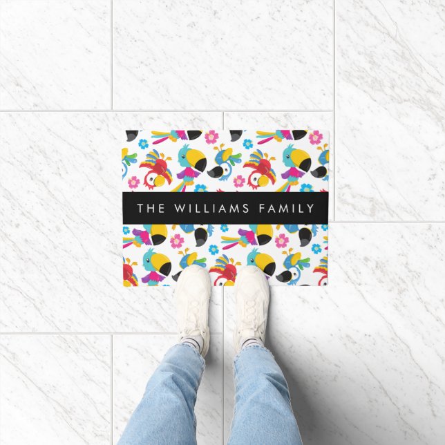 Colourful Parrots, Tropical Parrots, Your Name Doormat (Indoor)