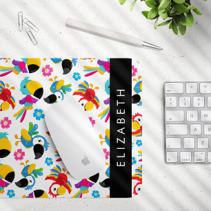 Colourful Parrots, Tropical Parrots, Your Name Mouse Pad