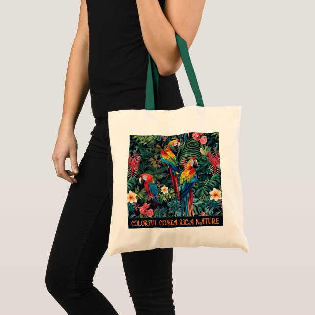 Colourful Parrots with customizable text Tote Bag (Front (Product))