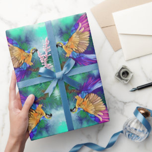 Colourful Parrots Wrapping Paper Painting