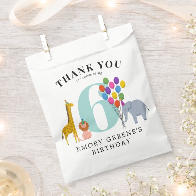 Colourful Party Animals Birthday Party Favour Bag (Clipped)