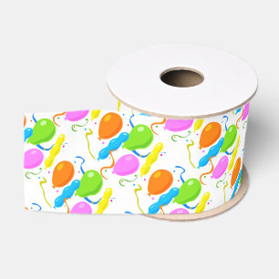 Colourful Party Balloons Grosgrain Ribbon