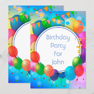 Colourful Party Balloons Invitation