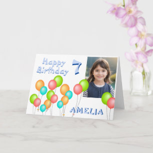 Colourful Party Balloons Kid Birthday Photo Card
