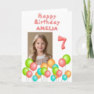 Colourful Party Balloons Kid Birthday Photo Card