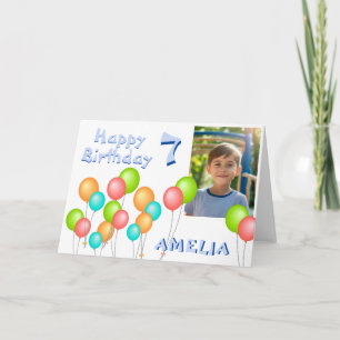 Colourful Party Balloons Kid Birthday Photo Card