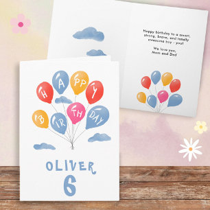 Colourful Party Balloons Kid`s Birthday Card
