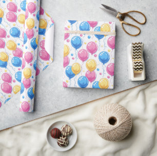 Colourful Party Balloons Kids Wrapping Paper