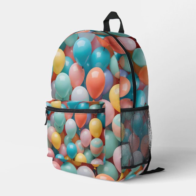 Colourful Party Balloons Pattern  Printed Backpack (Back Corner Right)
