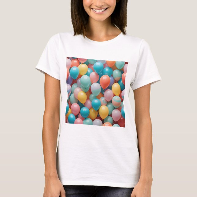 Colourful Party Balloons Pattern  T-Shirt (Front)