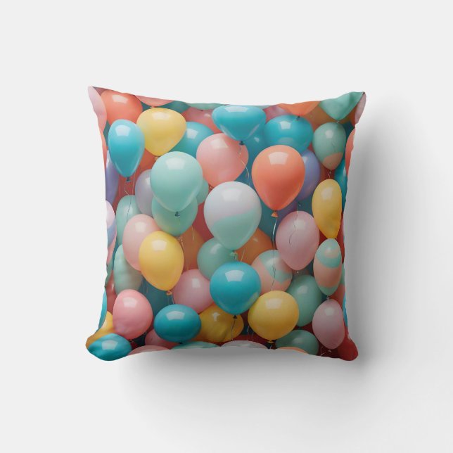 Colourful Party Balloons Pattern  Throw Pillow (Front)