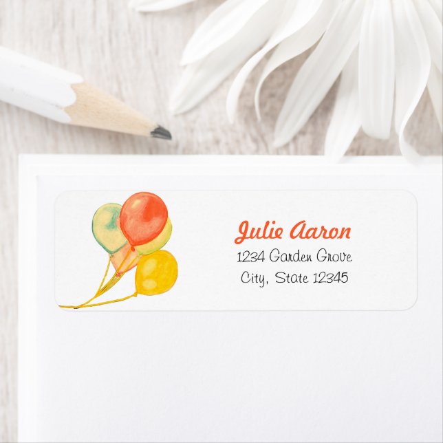 Colourful Party Balloons Return Address Label (Insitu)