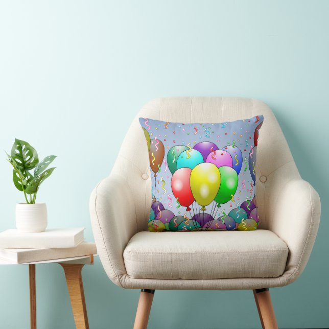 Colourful Party Balloons Throw Pillow (Chair)