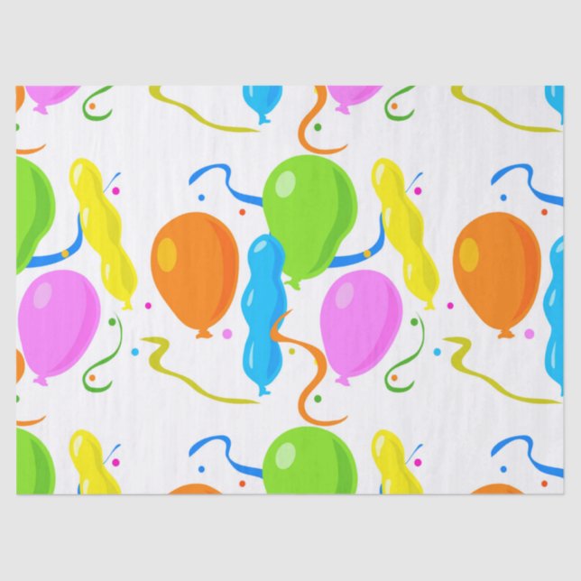 Colourful Party Balloons Tissue Paper (Front)