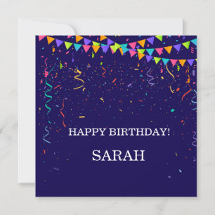 Colourful Party Confetti & Happy Birthday Gift Card