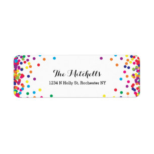 Colourful Party Confetti Return Address Labels