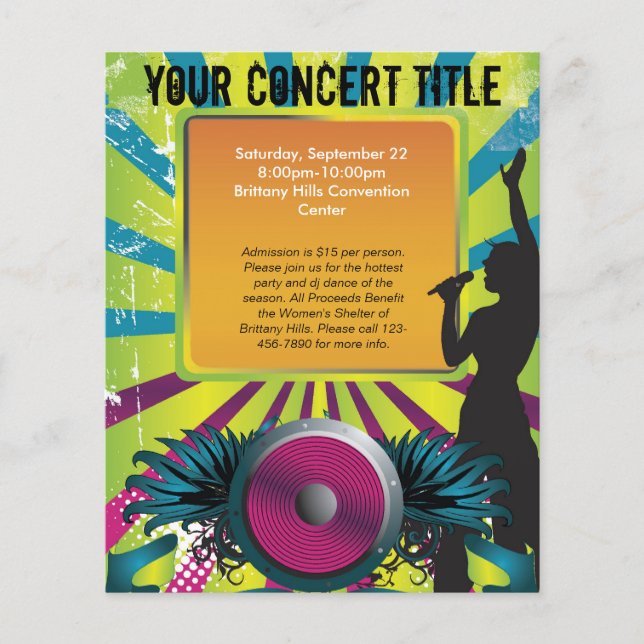 Colourful Party Flyer, Singer with Winged Speaker Flyer (Front)
