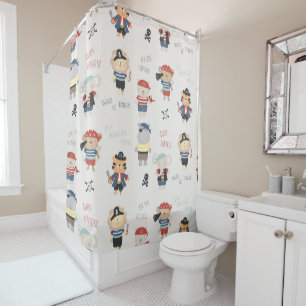 Colourful Party Pirate Animals Shower Curtain