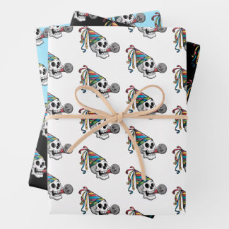 Colourful Party Skull Wrapping Paper Sheet