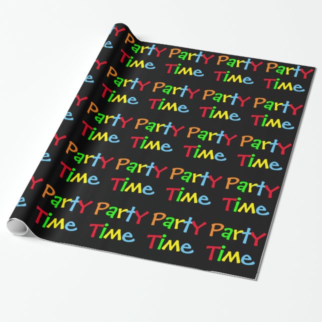 Colourful Party Time Wrapping Paper (Unrolled)
