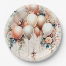 Colourful Party White Peach Floral Balloons Elegan