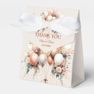 Colourful Party White Peach Floral Balloons Favor Box
