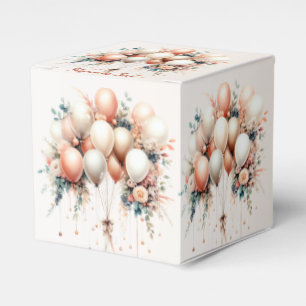 Colourful Party White Peach Floral Balloons Favor Box