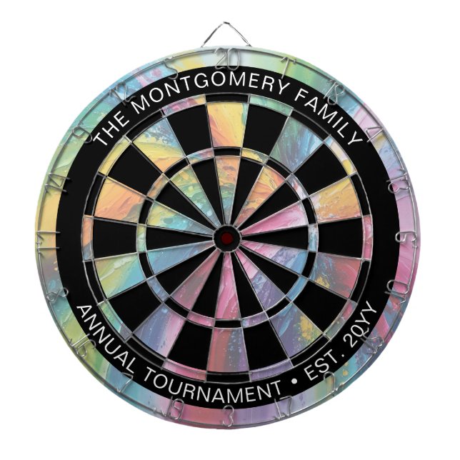 Colourful Pastel Abstract Art Personalized Dartboard (Front)