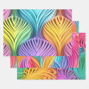Colourful Pastel Abstract Design Pattern  Wrapping Paper Sheet
