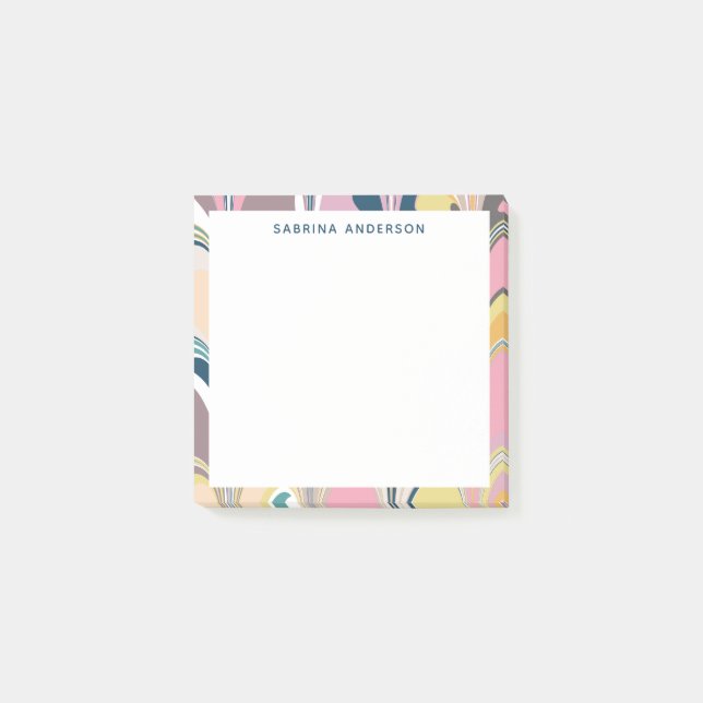 Colourful Pastel Abstract Paint Swirls Personalize Post-it Notes (Front)