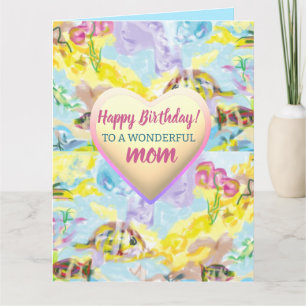 Colourful Pastel Aquatic Watercolor Mother Birthda Card