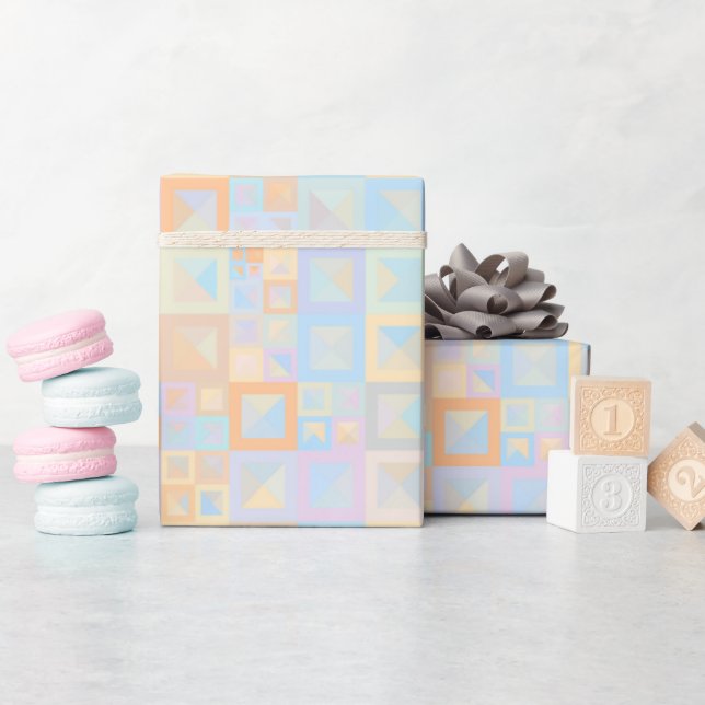 Colourful Pastel Boho Mod Geometric Abstract Wrapping Paper (Baby Shower)
