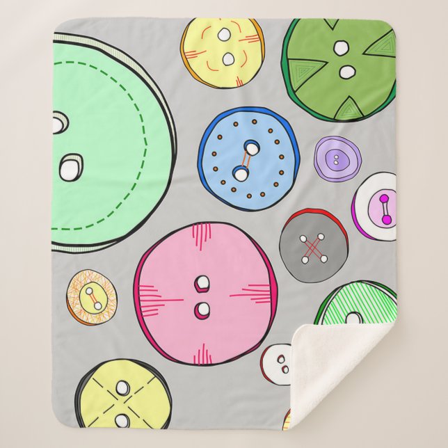 Colourful Pastel Buttons Sherpa Blanket (Front)
