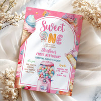 Colourful Pastel Candies Sweet One First Birthday