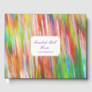 Colourful pastel chalk art in rainbow colours guest book
