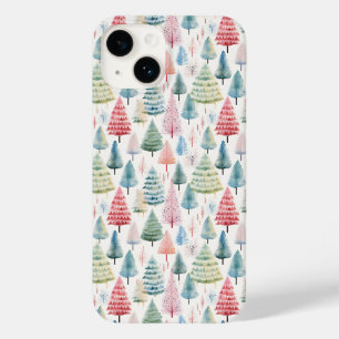 Colourful Pastel Christmas Pine Trees Pattern Case-Mate iPhone 14 Case