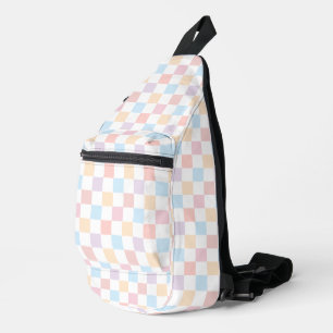 Colourful Pastel Colours Cute Retro Check Pattern Sling Bag