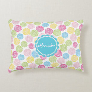 Colourful Pastel dahlia flowers pattern name Decorative Pillow