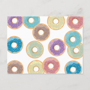 Colourful Pastel Doughnuts & Sprinkles Pattern Holiday Postcard