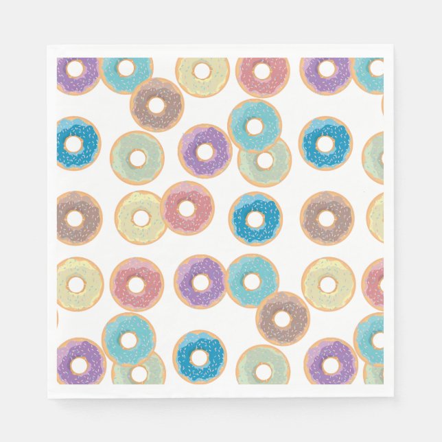 Colourful Pastel Doughnuts & Sprinkles Pattern Napkin (Front)