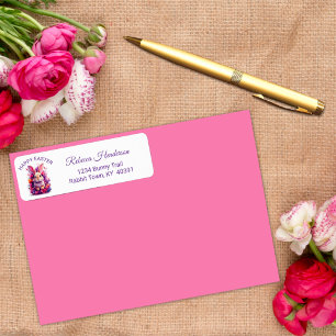 Colourful Pastel Easter Bunny & Watercolor Florals