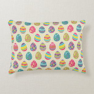 Colourful Pastel Easter Eggs Cute Pattern Accent Pillow
