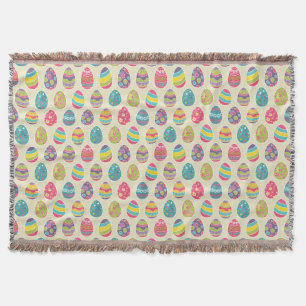 Colourful Pastel Easter Eggs Cute Pattern Throw Blanket