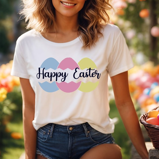 Colourful Pastel Eggs Happy Easter T-Shirt (Colorful Pastel Eggs Happy Easter T-Shirt)
