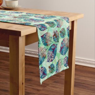 Colourful Pastel Fall Leaves Short Table Runner